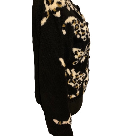 Michael Simon Sz Med Lux Animal Print Jeweled Cardigan Sweater Vintage 1999 EUC - Picture 3 of 10